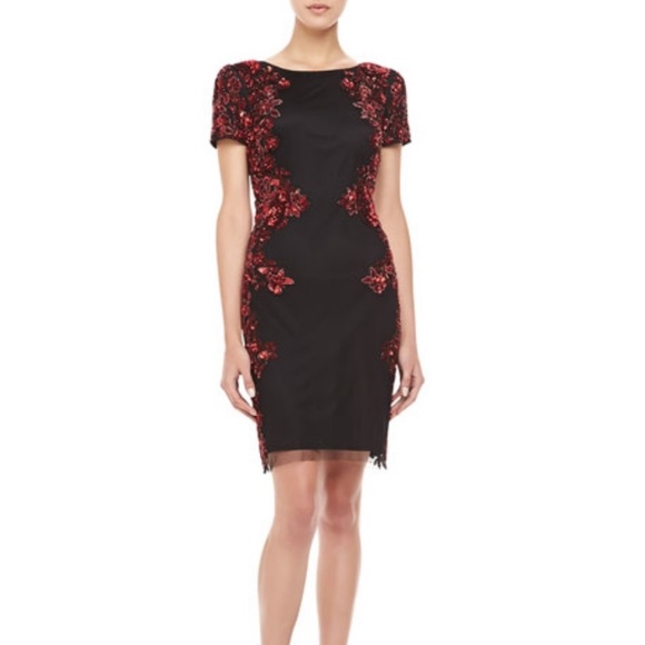 Aidan Mattox cocktail red and black sequins - Picture 5 of 14